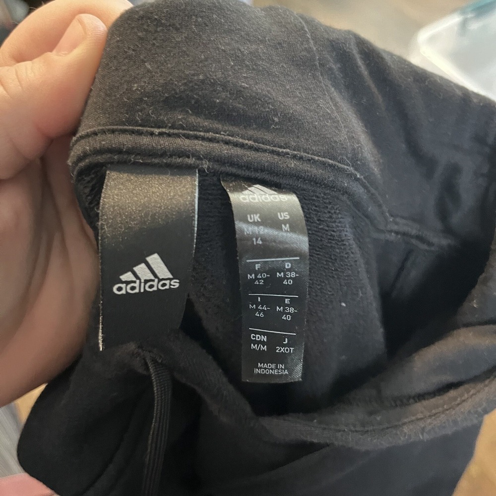 Adidas Hoodie Women's Medium Black Cropped Pullover Cotton Classic Soft - Picture 6 of 6